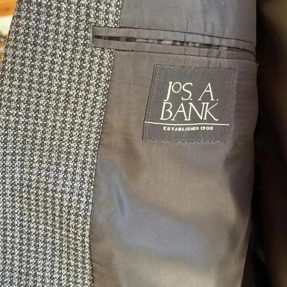 Jos A Bank 100 % wool black and gray single rear vent men’s sport coat 48R - Picture 5 of 9